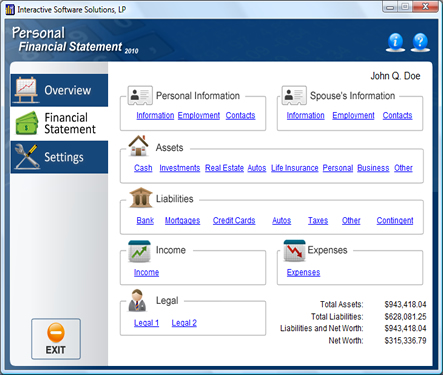 Personal Financial Statement Software